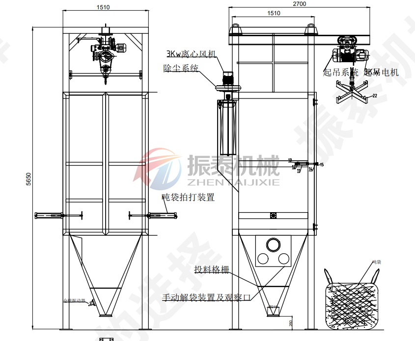 PAM藥劑噸袋拆包機(jī)圖紙細(xì)節(jié)